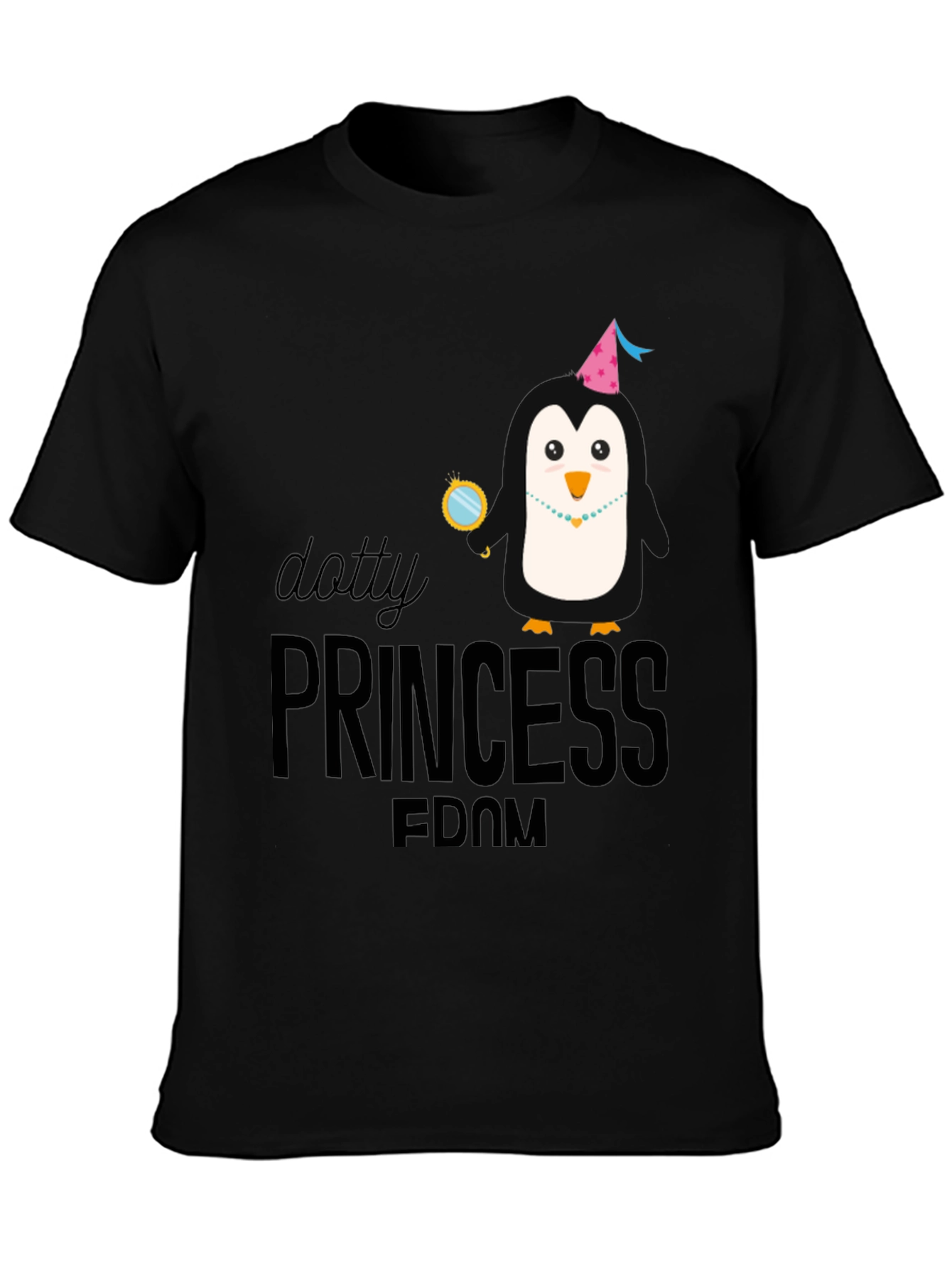 Dotty Princess Penguin T-Shirt - Black