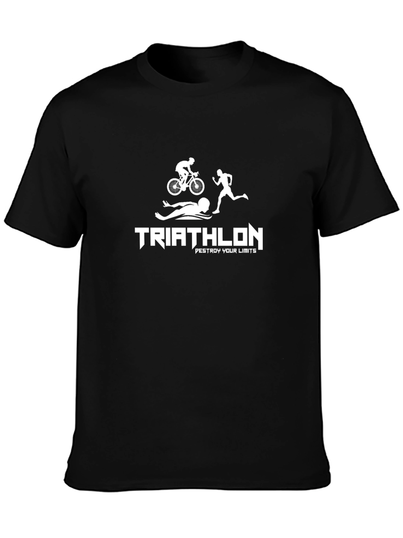Triathlon Black T-Shirt - Swim Bike Run