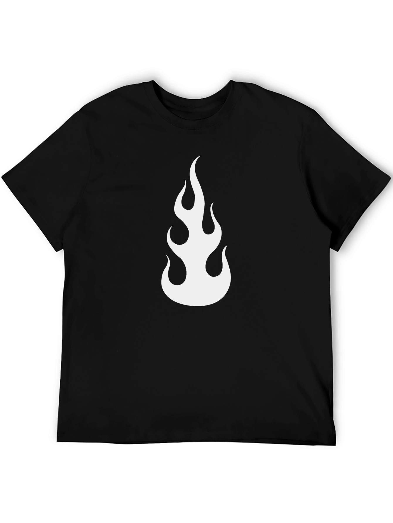 Flame Graphic Tee - Black Cotton Casual Shirt