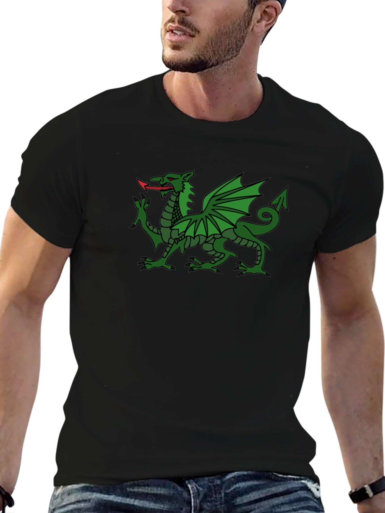 Welsh Dragon Black T-Shirt - Wales Cymru