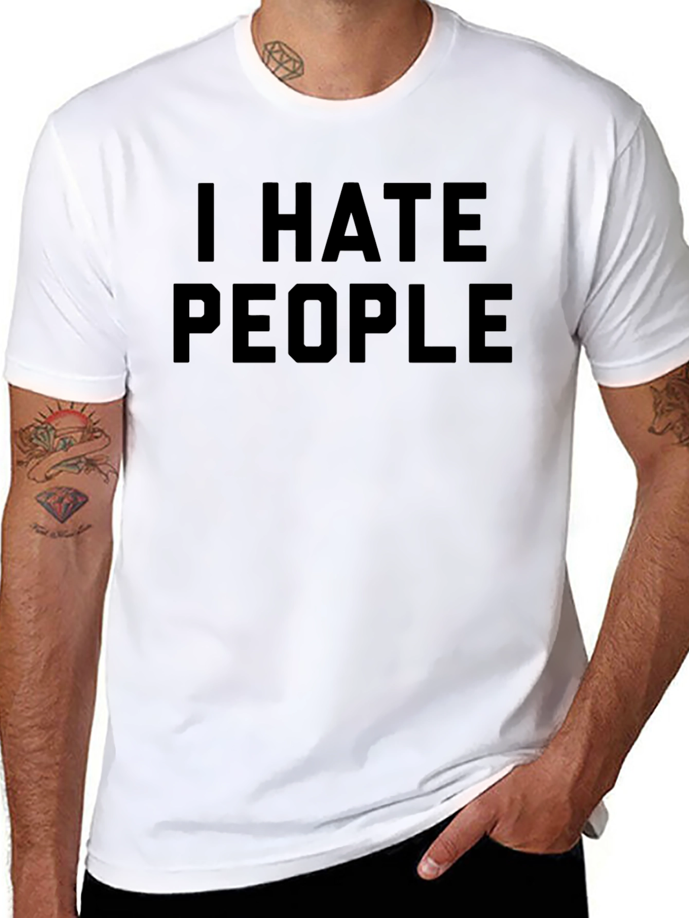 I Hate People Black T-Shirt Sarcastic Humor Tee