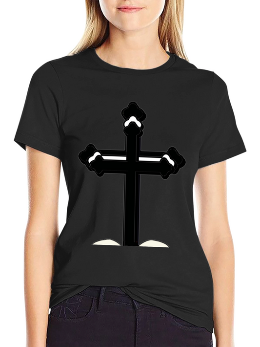 Black T-Shirt with Cross Graphic