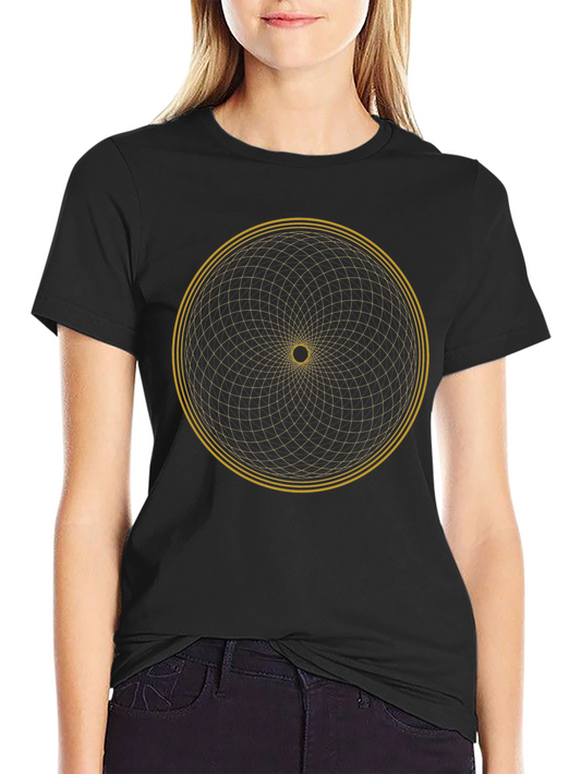 Geometric Circle Design T-Shirt - Black