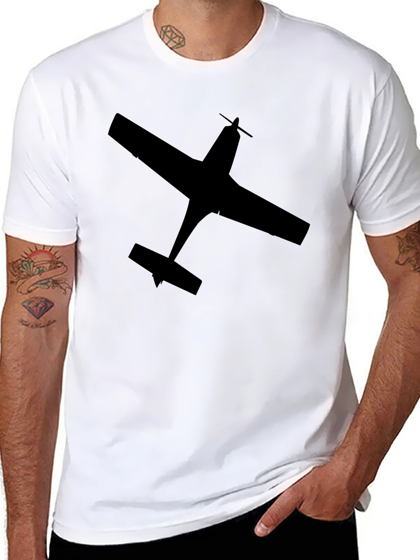 Airplane Silhouette Black T-Shirt - Fly High in Style!