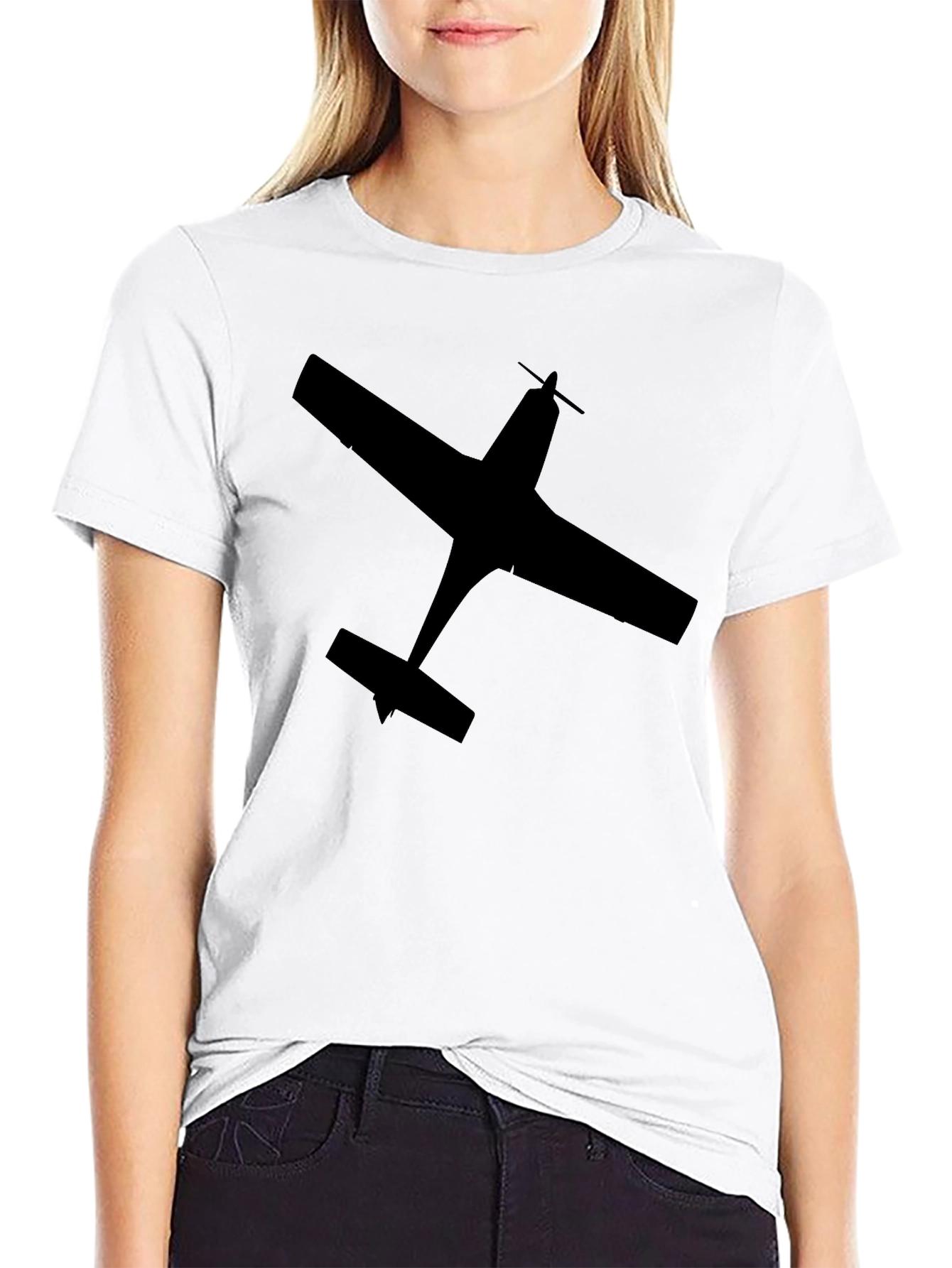 Airplane Silhouette Black T-Shirt - Fly High in Style!