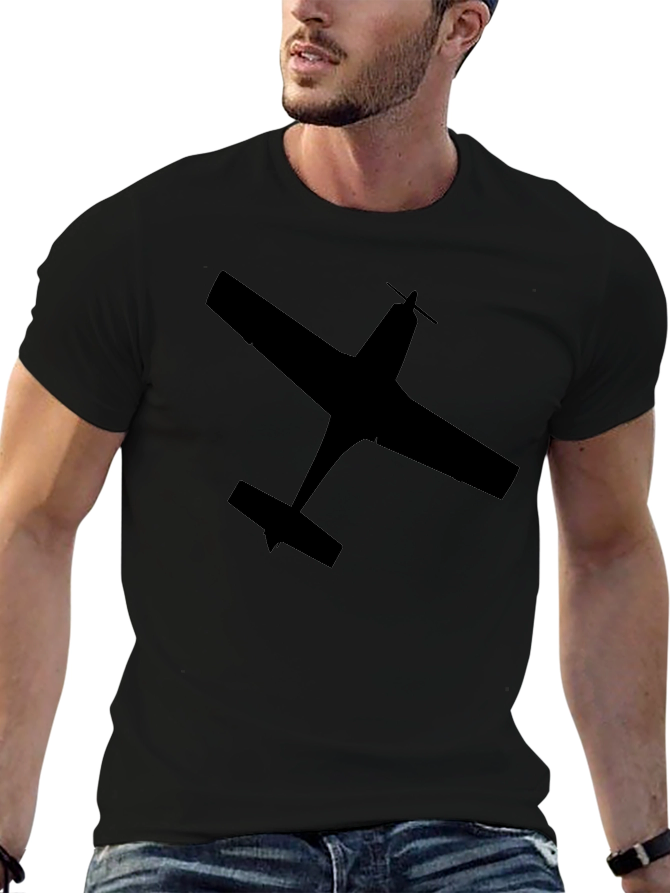 Airplane Silhouette Black T-Shirt - Fly High in Style!