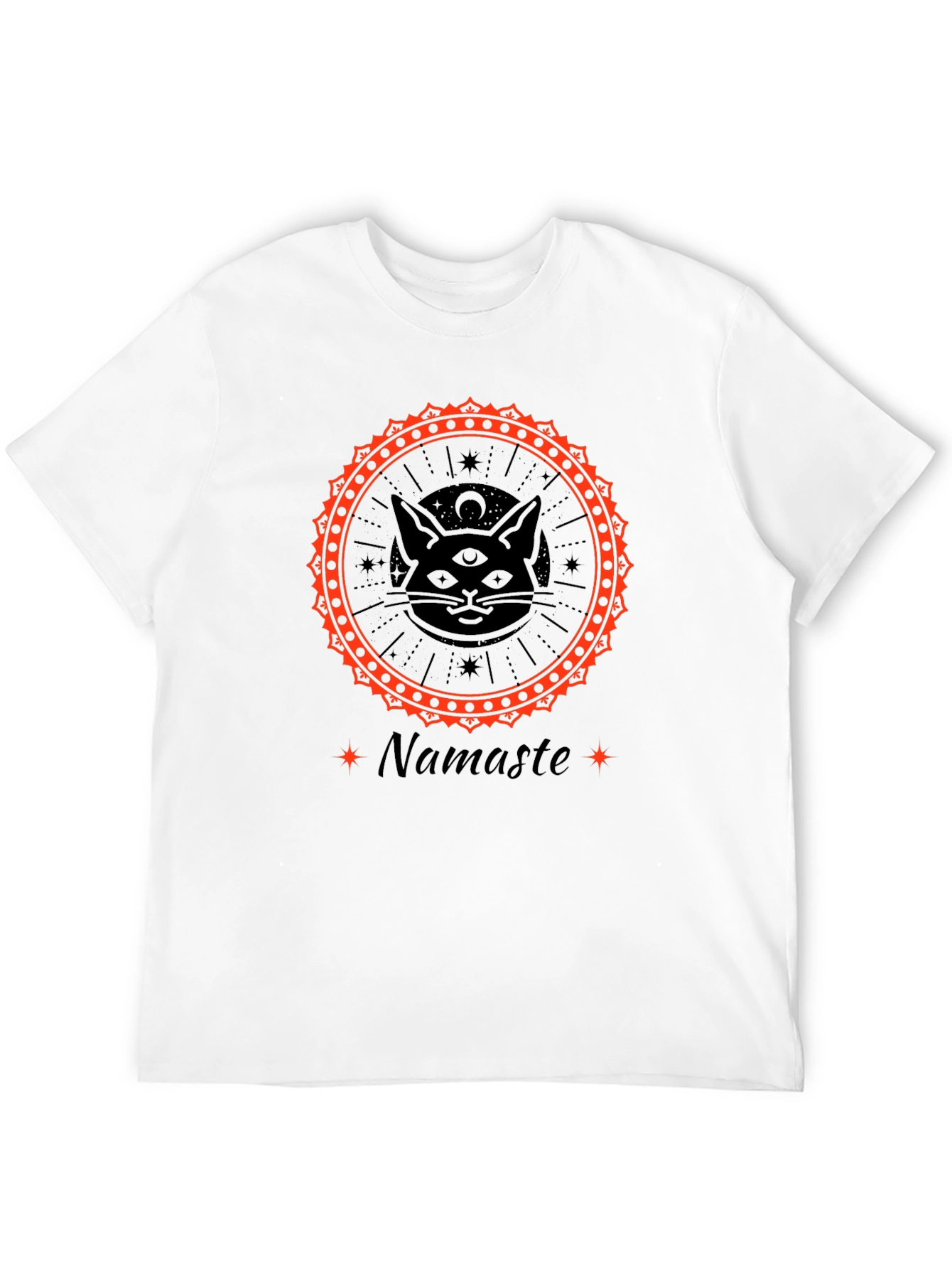 Mystic Cat Namaste Graphic Tee - Third Eye Design