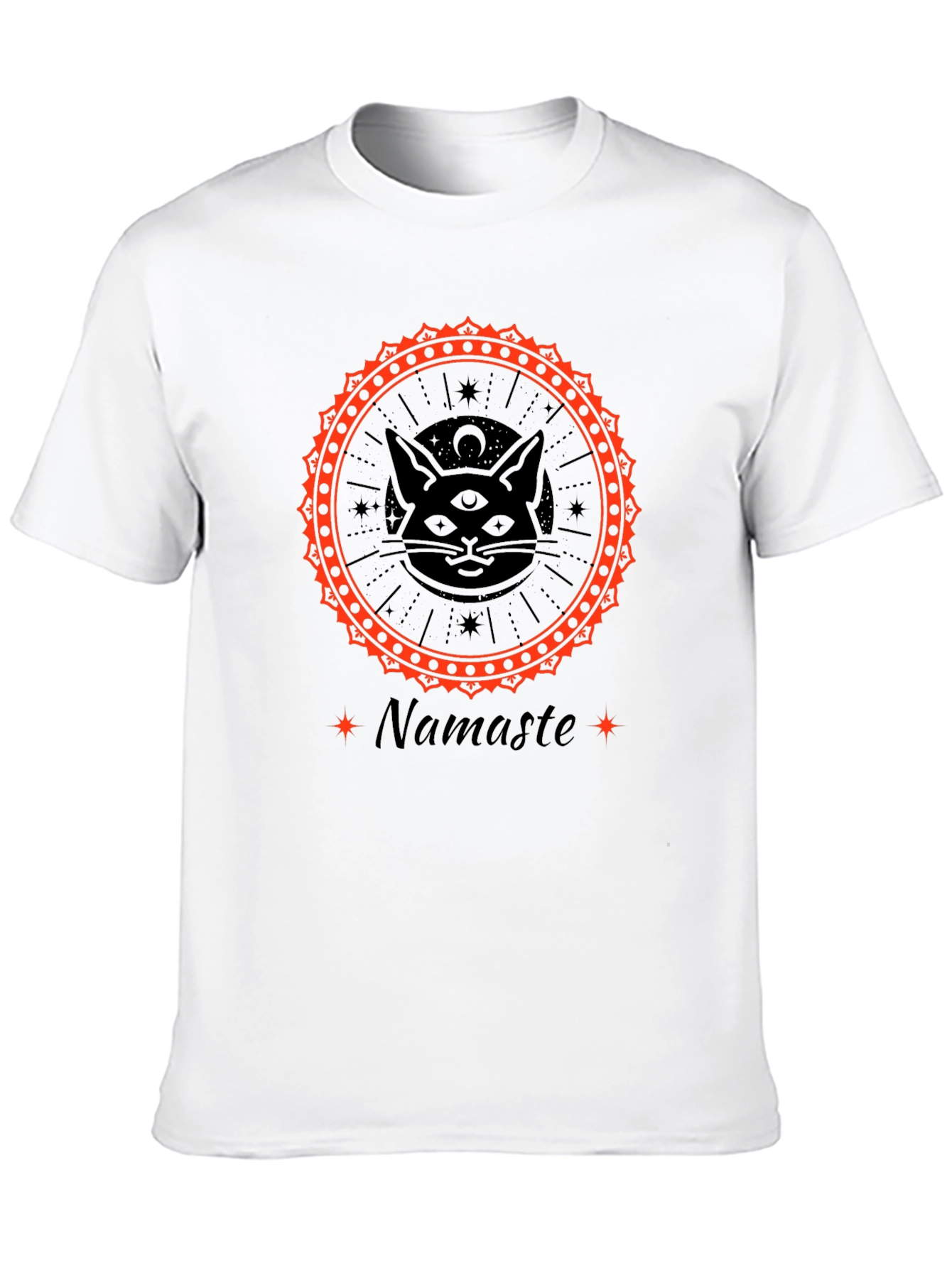 Mystic Cat Namaste Graphic Tee - Third Eye Design