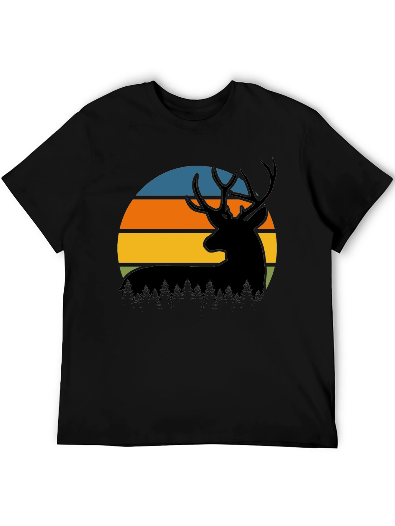 Retro Deer Sunset Graphic T-Shirt