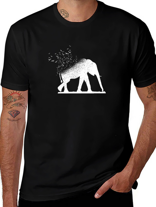Elephant Birds T-Shirt - Black Cotton Tee