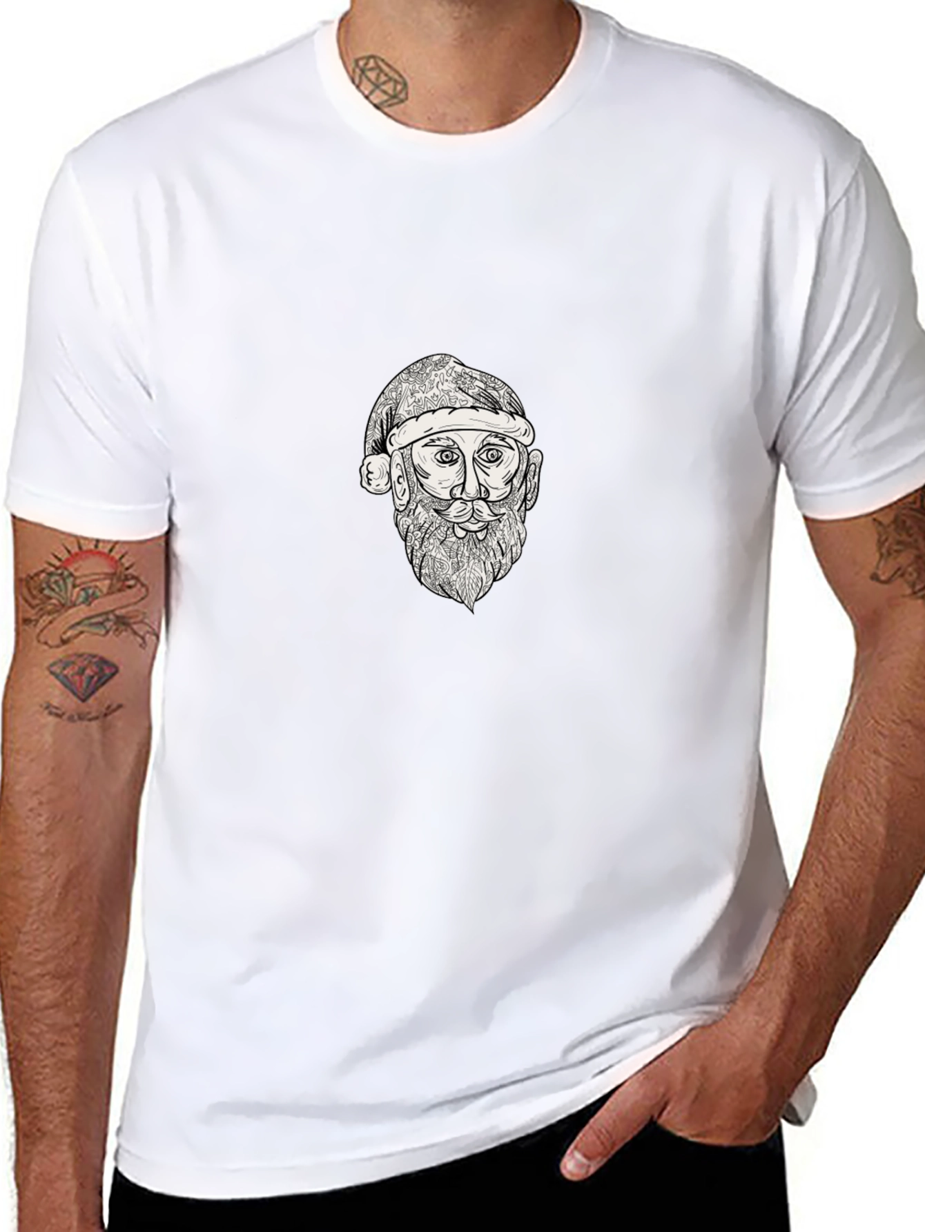 Sketch Santa Graphic Tee - Black