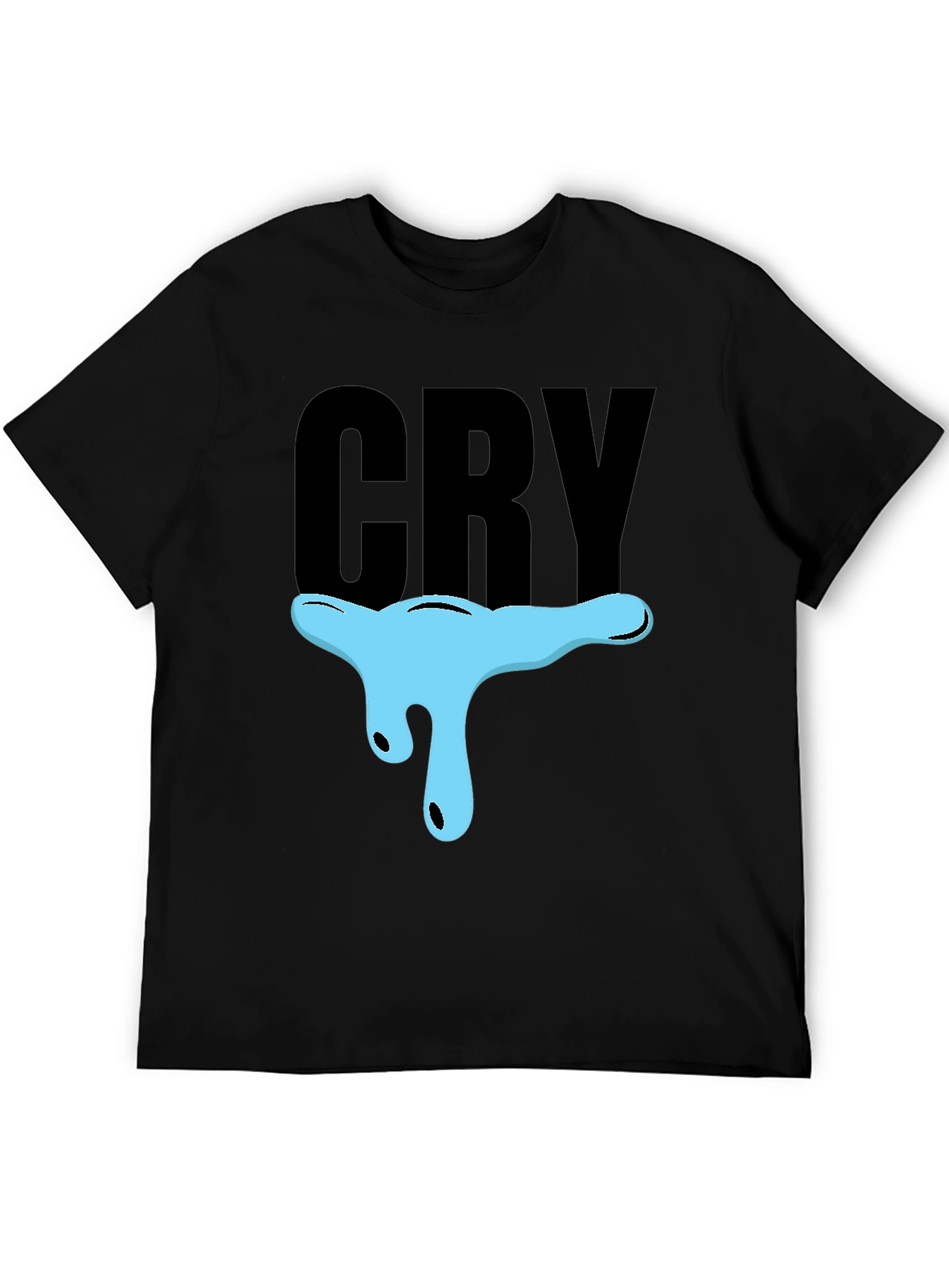 CRY Graphic T-Shirt - Black Cotton Blend Casual Tee