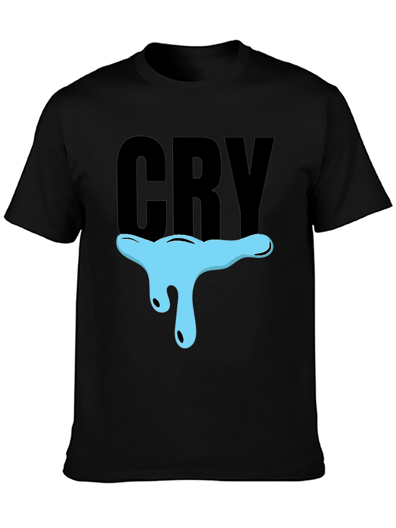 CRY Graphic T-Shirt - Black Cotton Blend Casual Tee