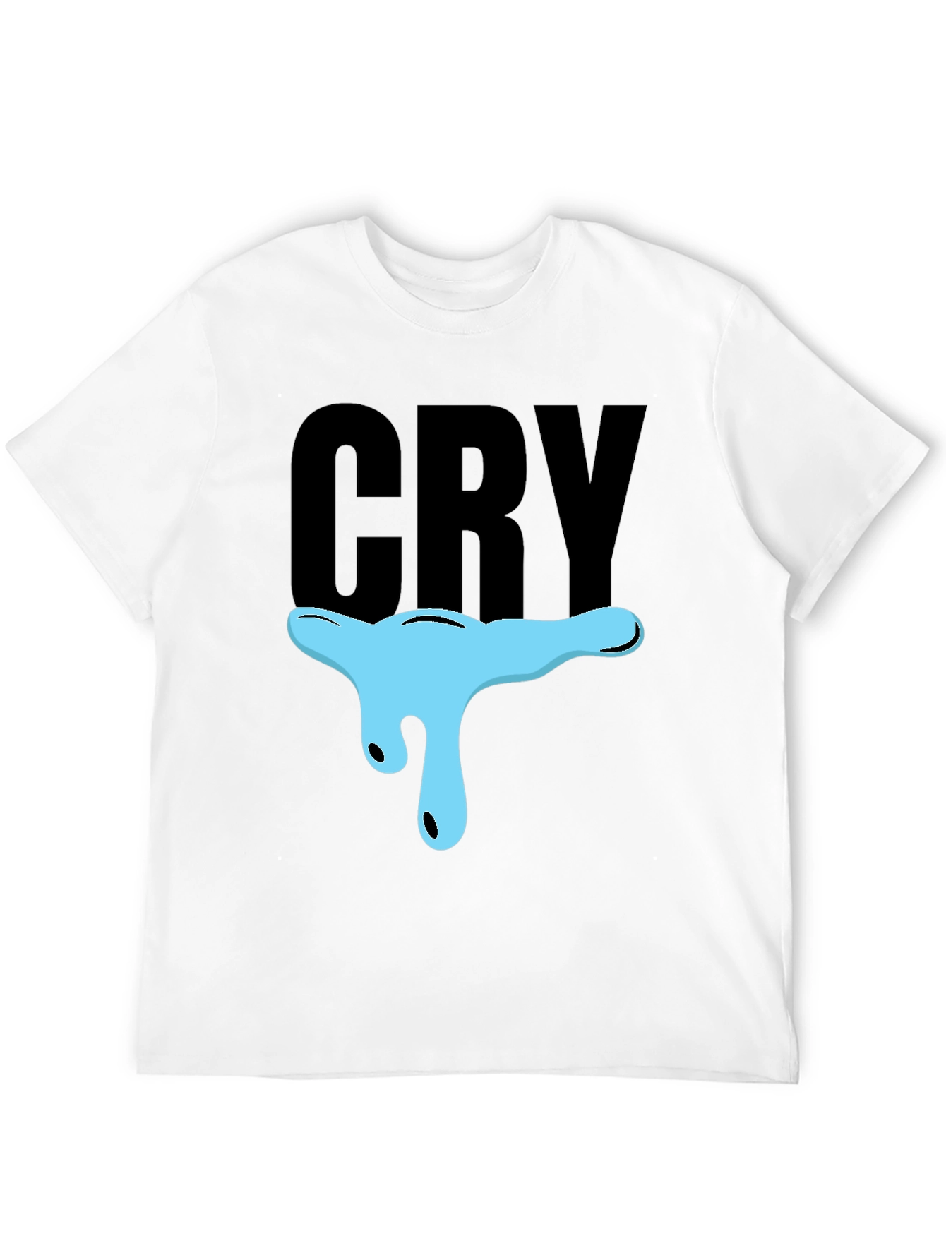 CRY Graphic T-Shirt - Black Cotton Blend Casual Tee