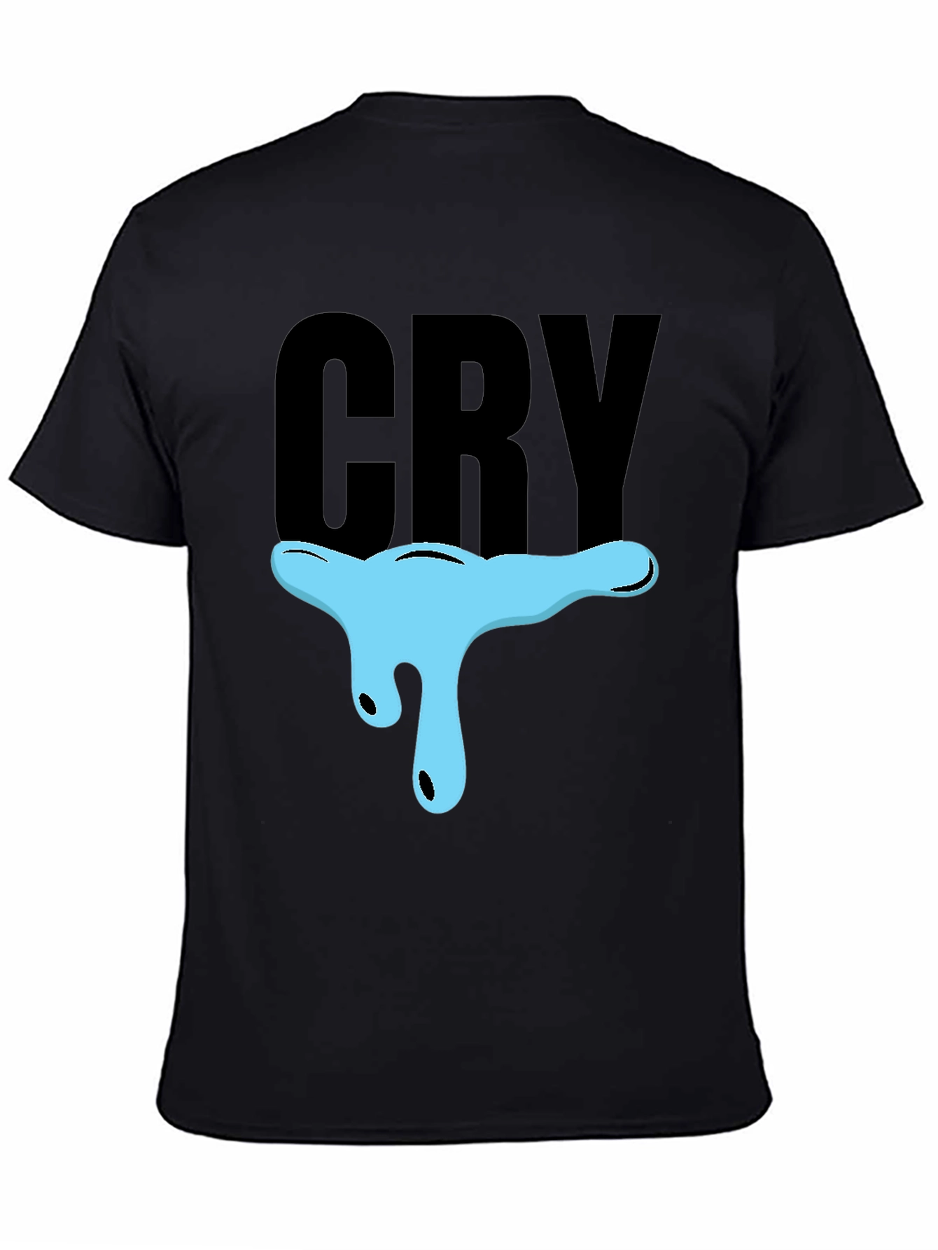 CRY Graphic T-Shirt - Black Cotton Blend Casual Tee
