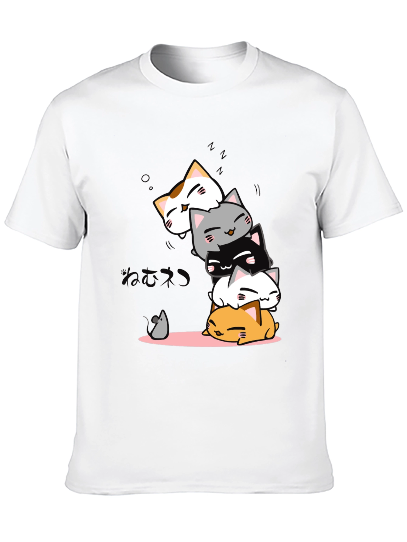 Cute Cats Stack Black T-Shirt