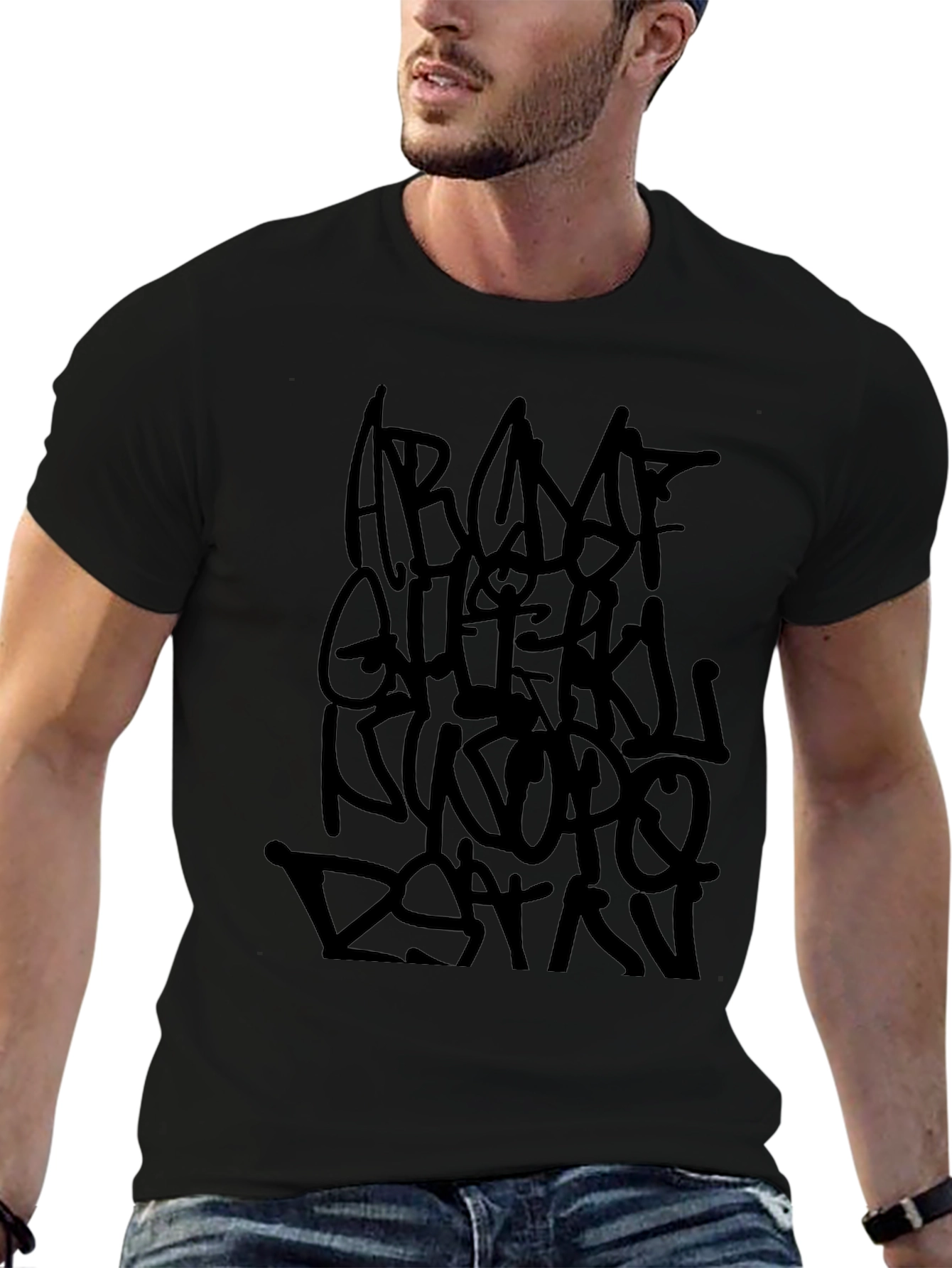 Abstract Graffiti Alphabet Black T-Shirt