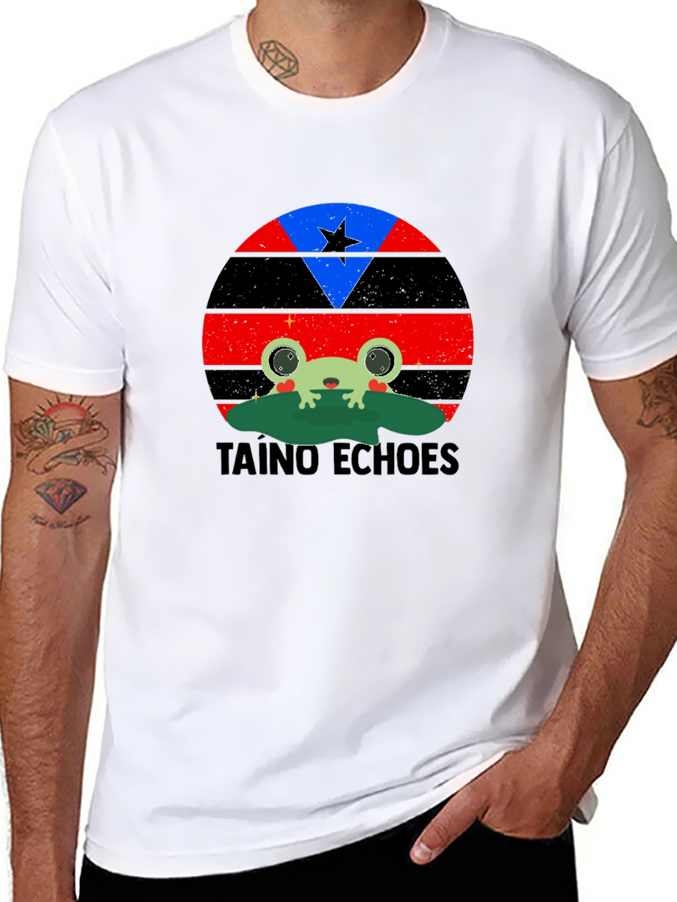 Taino Echoes Frog Tee - Puerto Rico Flag Inspired