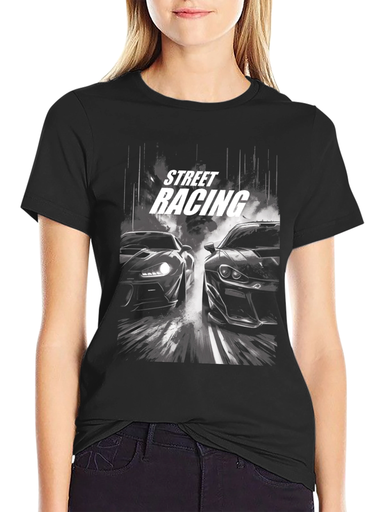 Street Racing Graphic Black T-Shirt