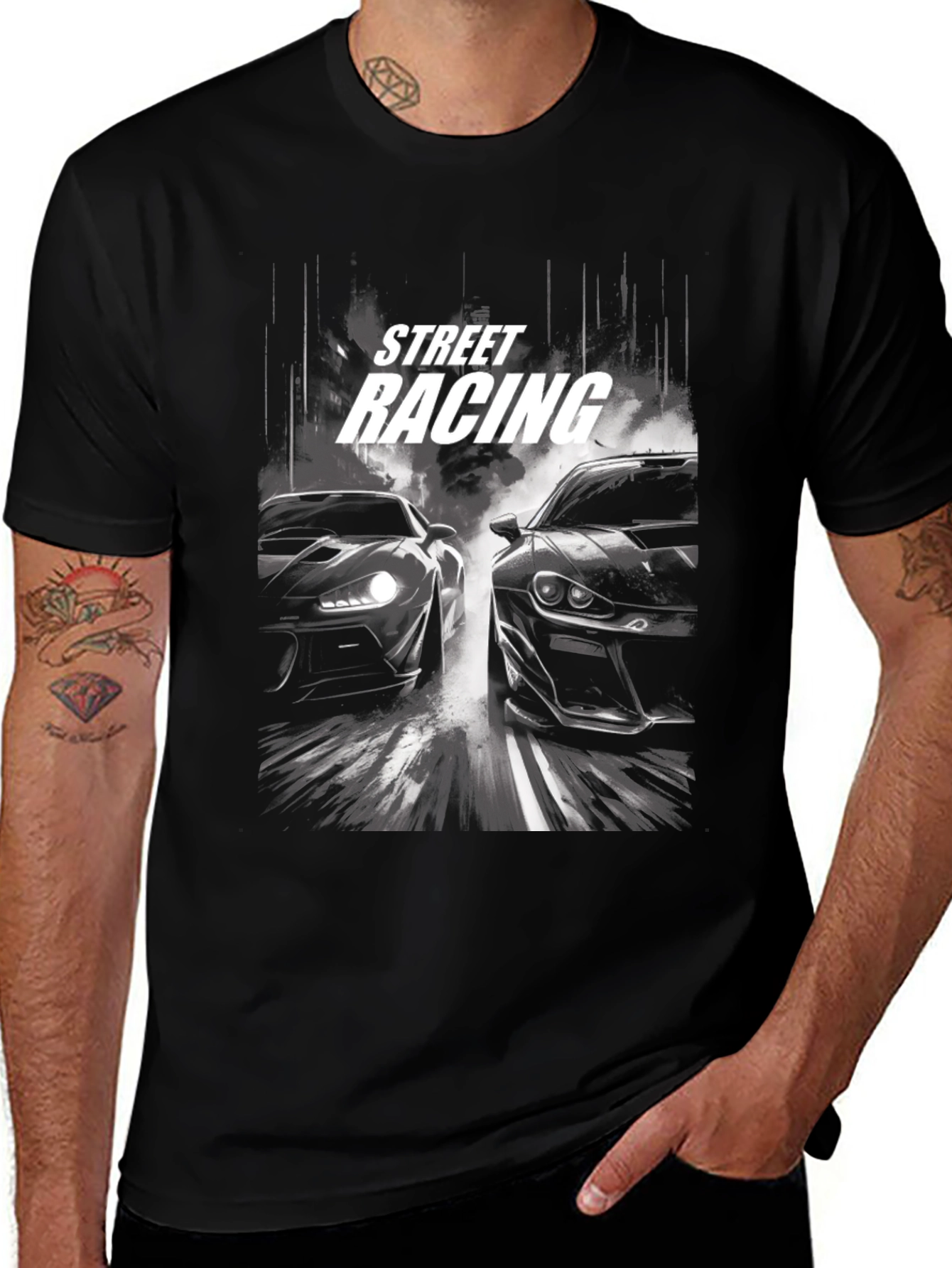 Street Racing Graphic Black T-Shirt