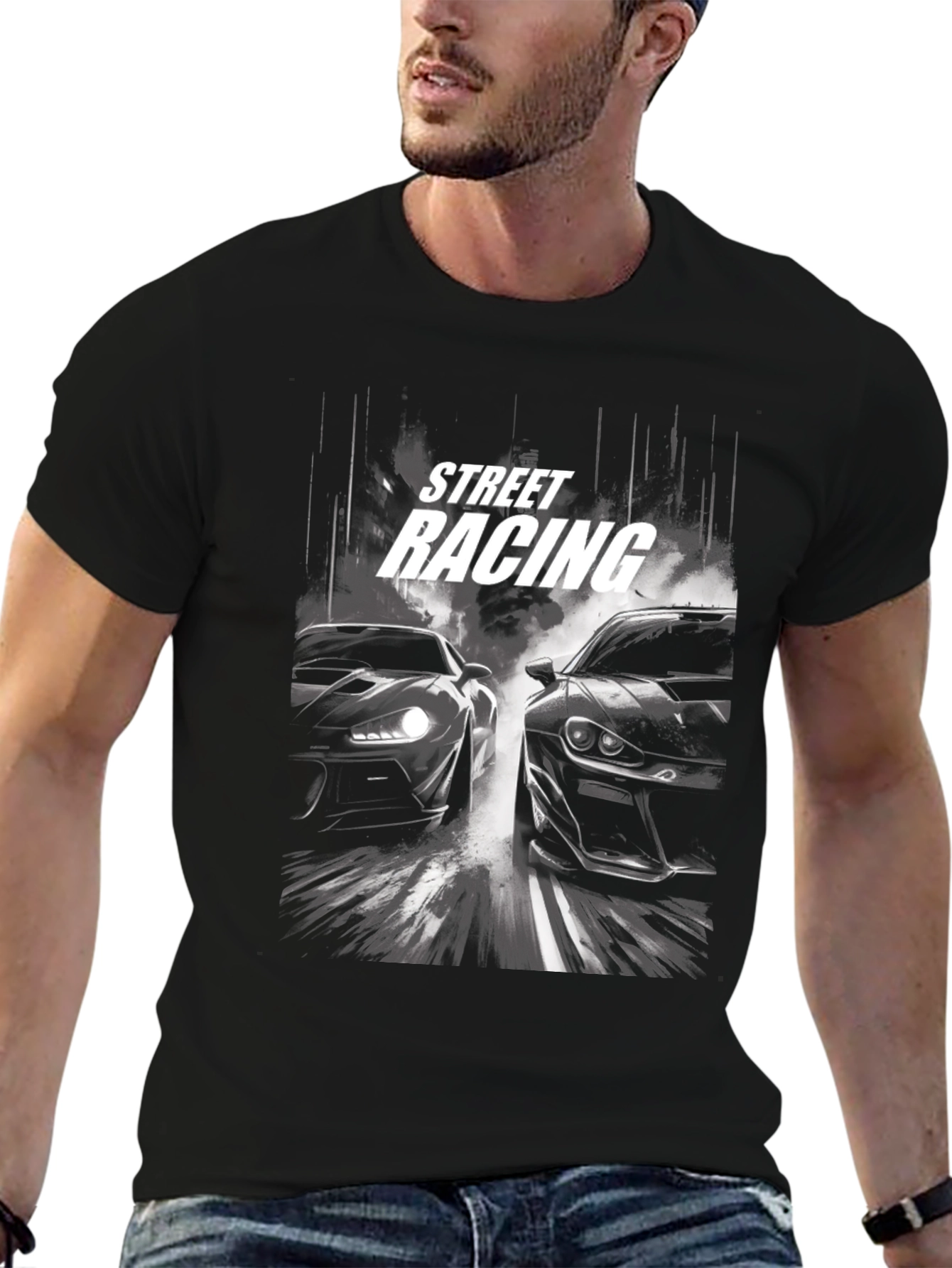 Street Racing Graphic Black T-Shirt