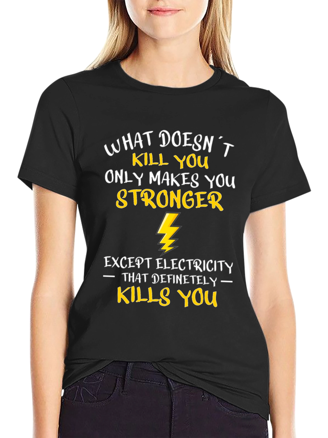 Funny Electrician T-Shirt - What Doesnt Kill You...