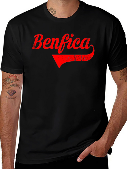 Benfica Retro Graphic Tee - Black Cotton T-Shirt