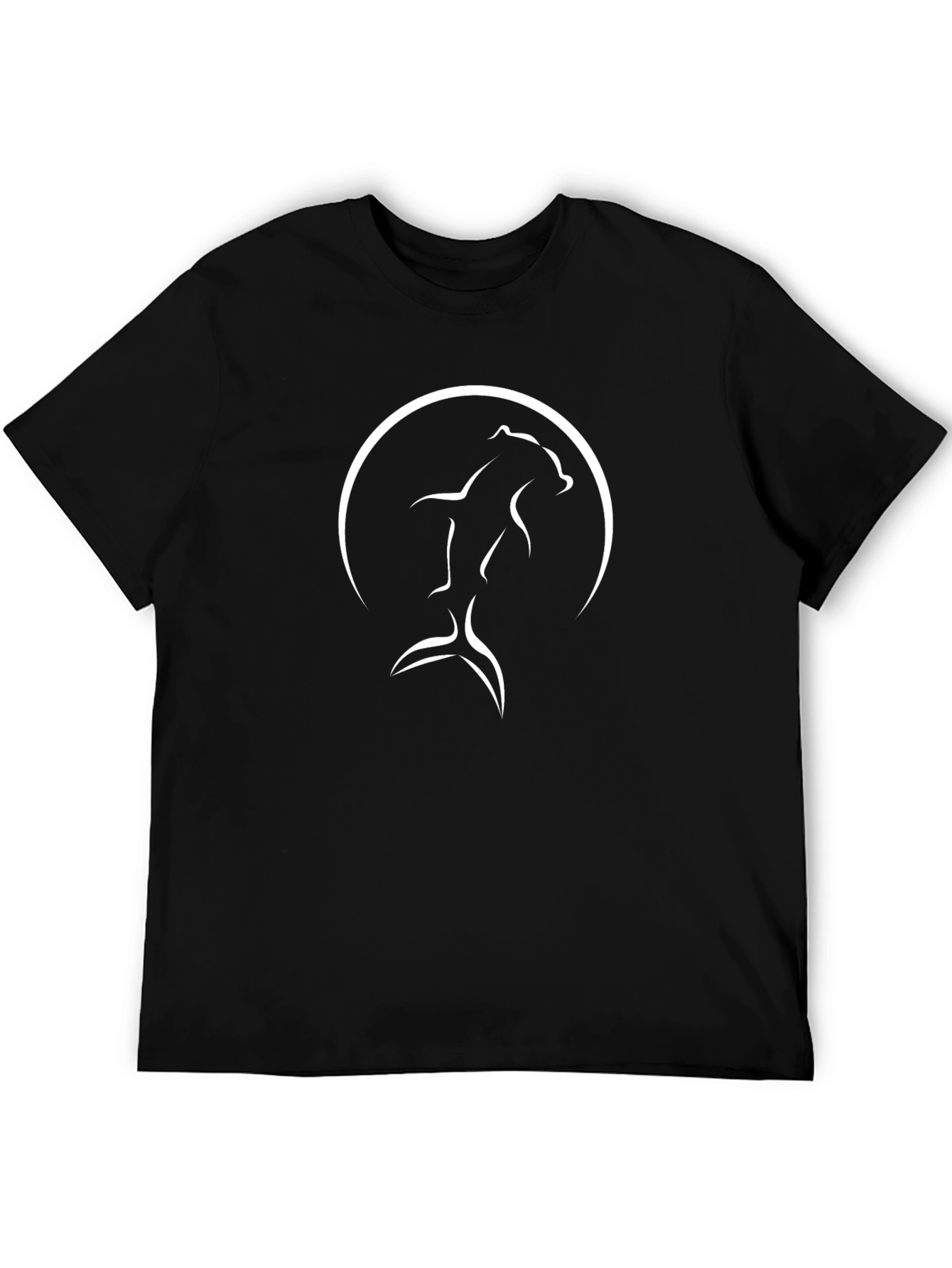 Dolphin Moon Graphic Tee - Stylish Black T-Shirt