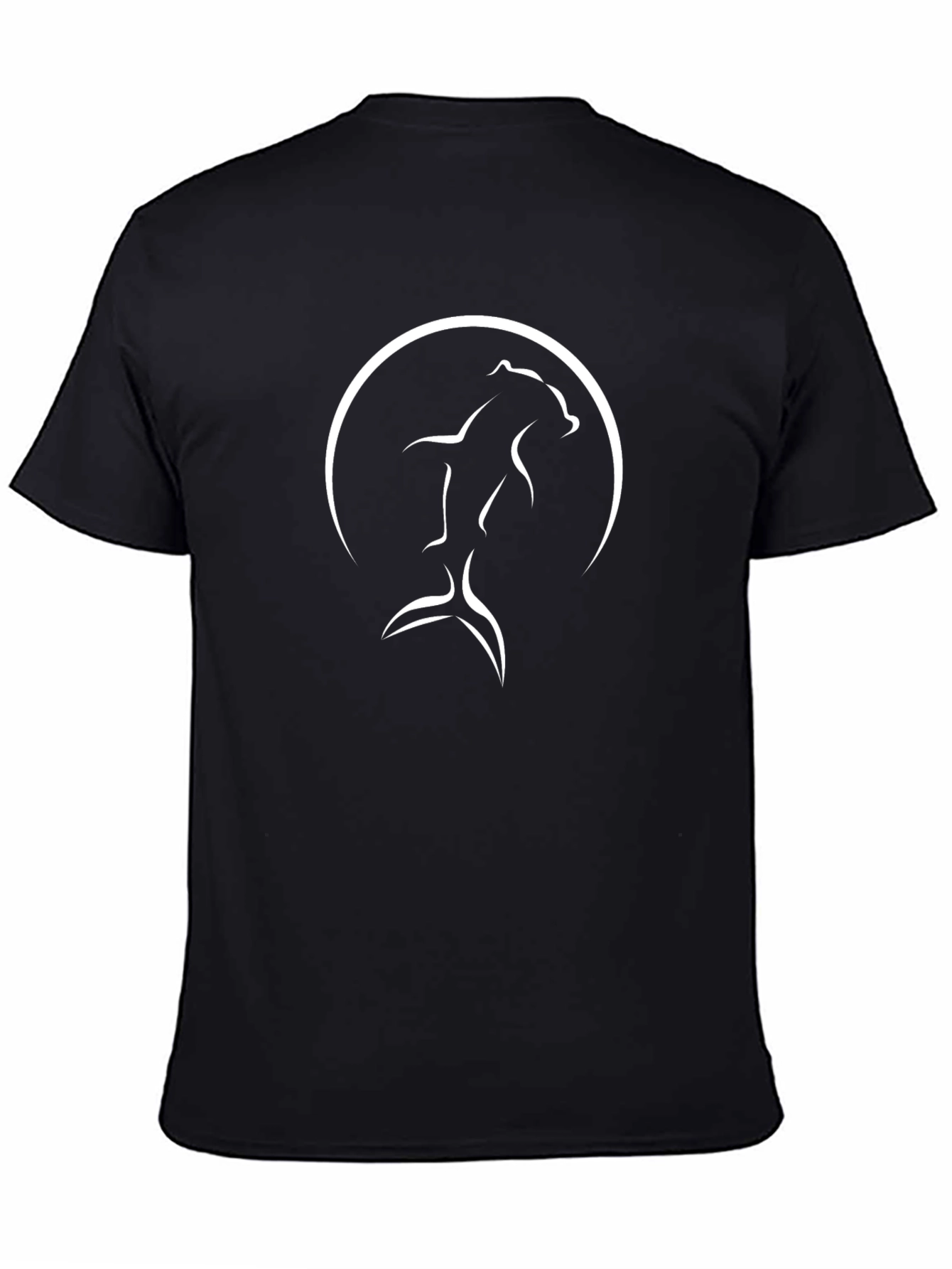 Dolphin Moon Graphic Tee - Stylish Black T-Shirt