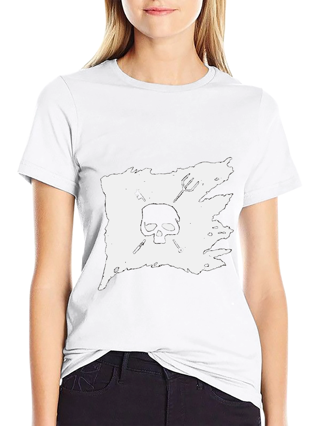 Skull & Crossbones Graphic Tee - Black Cotton T-Shirt