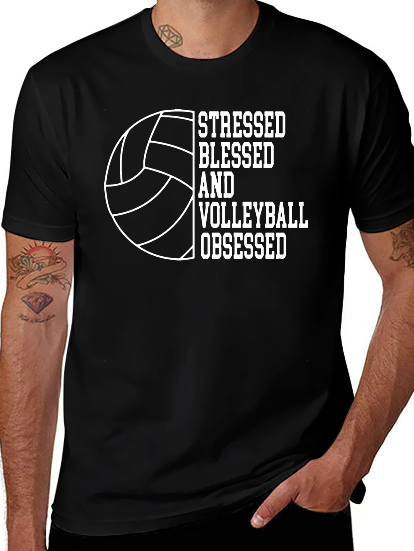 Stressed Blessed Volleyball Obsessed Graphic Tee