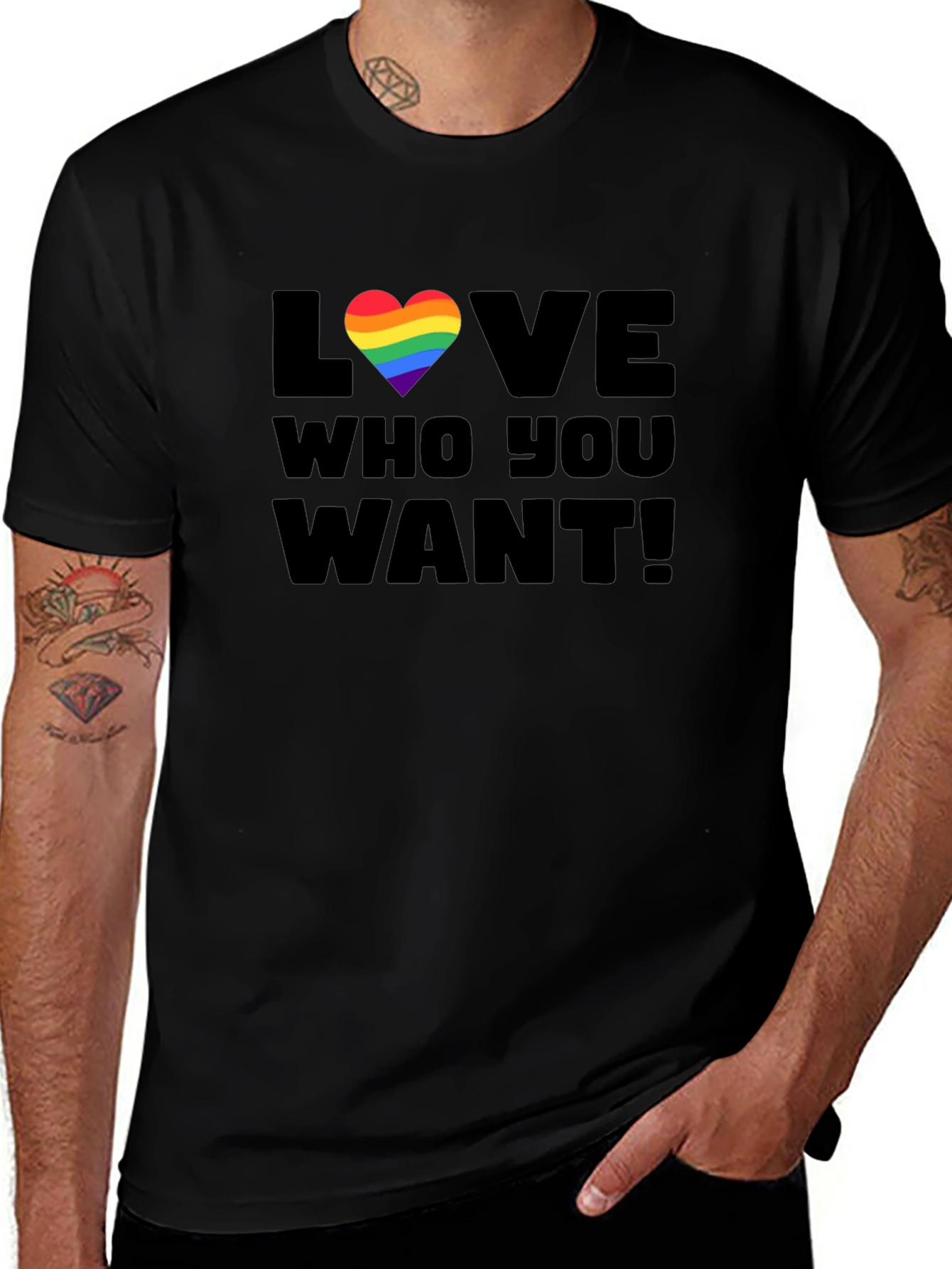 Love Who You Want Rainbow Heart T-Shirt