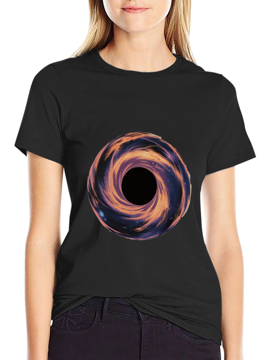 Galaxy Vortex Graphic T-Shirt - Black Casual Tee