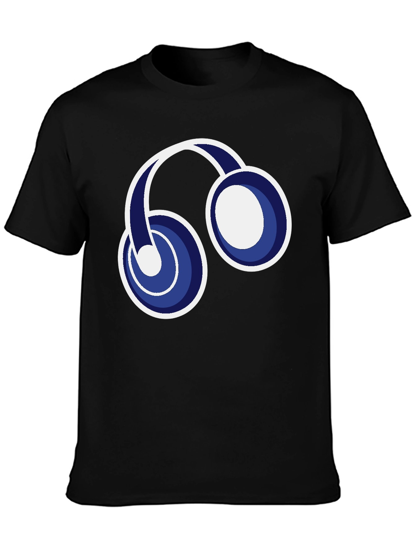 Black T-Shirt with Headphone Graphic