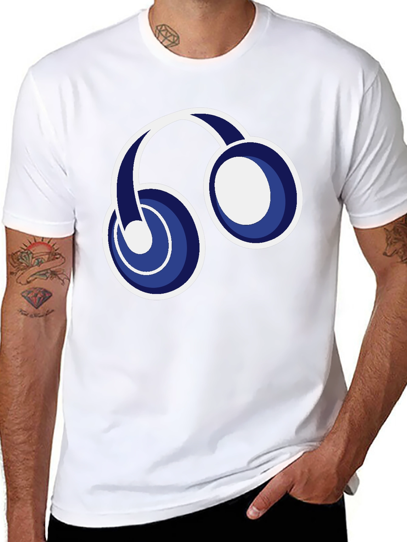 Black T-Shirt with Headphone Graphic