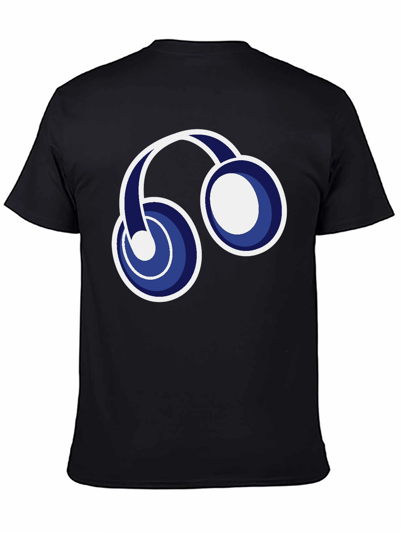 Black T-Shirt with Headphone Graphic