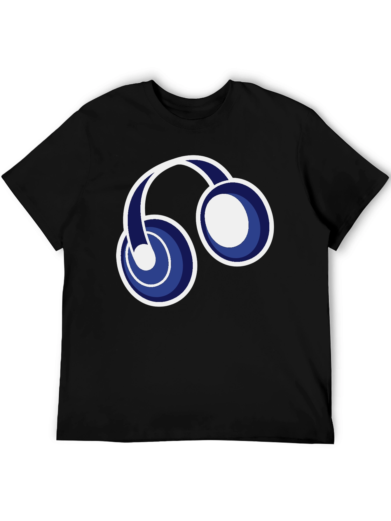 Black T-Shirt with Headphone Graphic