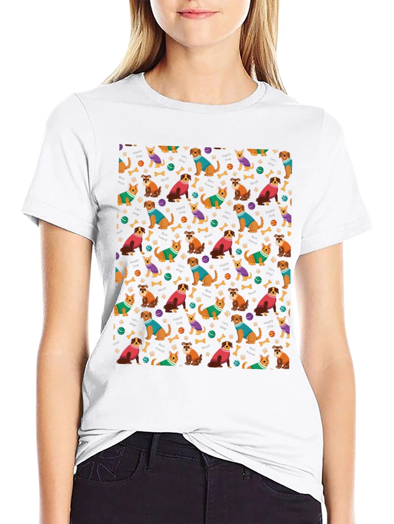 Dog Pattern T-Shirt - Cute Animal Lover Tee