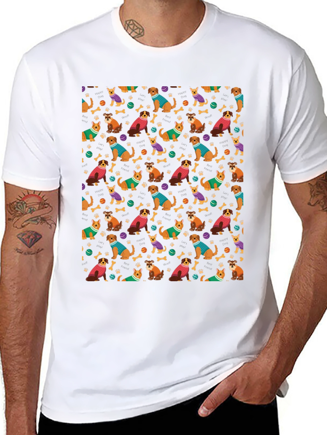 Dog Pattern T-Shirt - Cute Animal Lover Tee