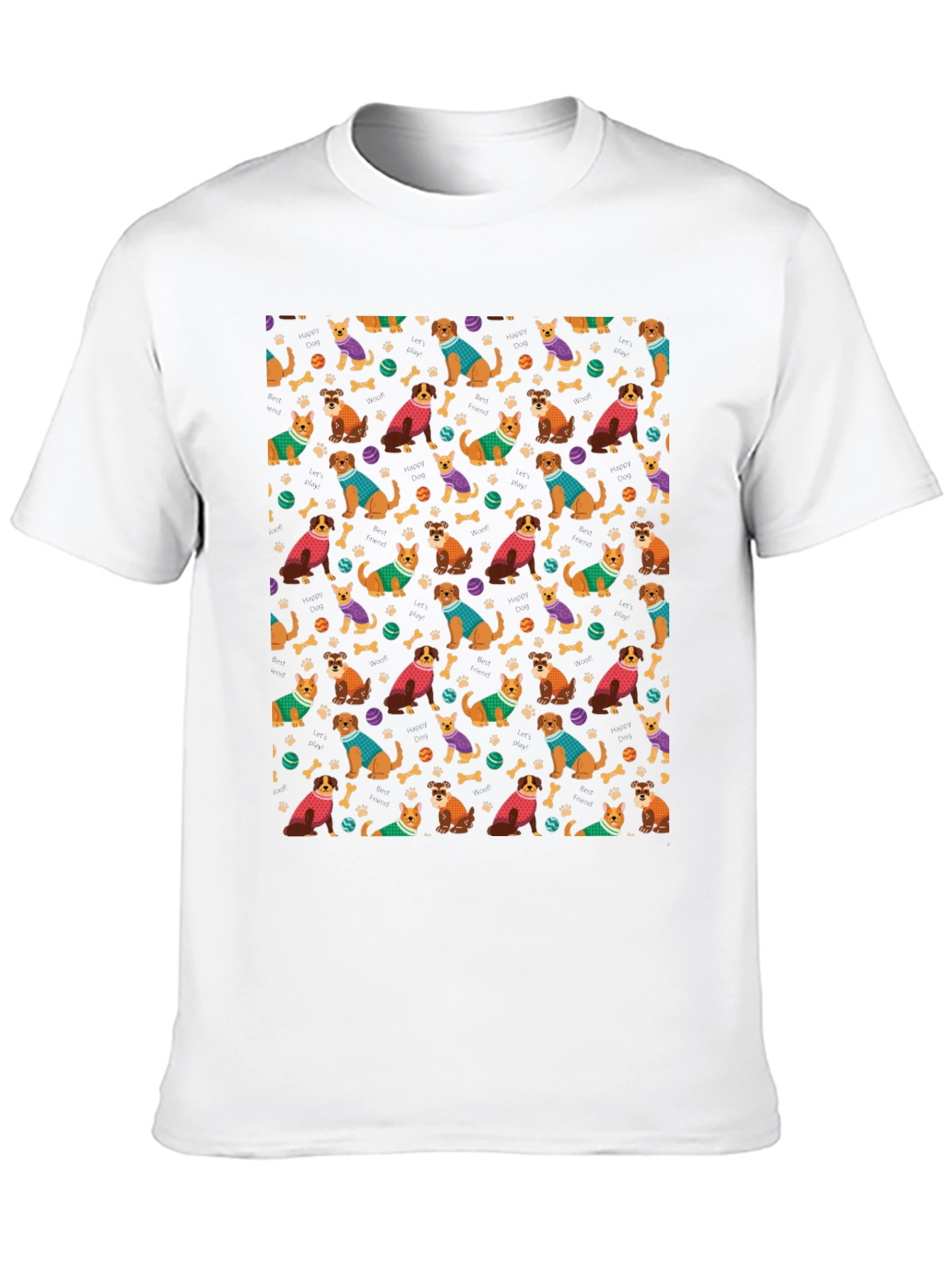 Dog Pattern T-Shirt - Cute Animal Lover Tee