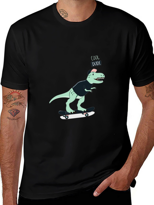 Cool Dude Dinosaur Skateboard Graphic T-Shirt