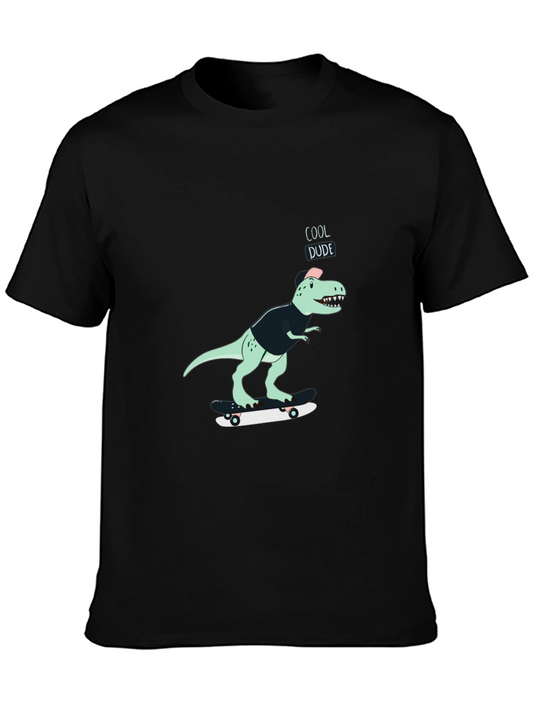 Cool Dude Dinosaur Skateboard Graphic T-Shirt