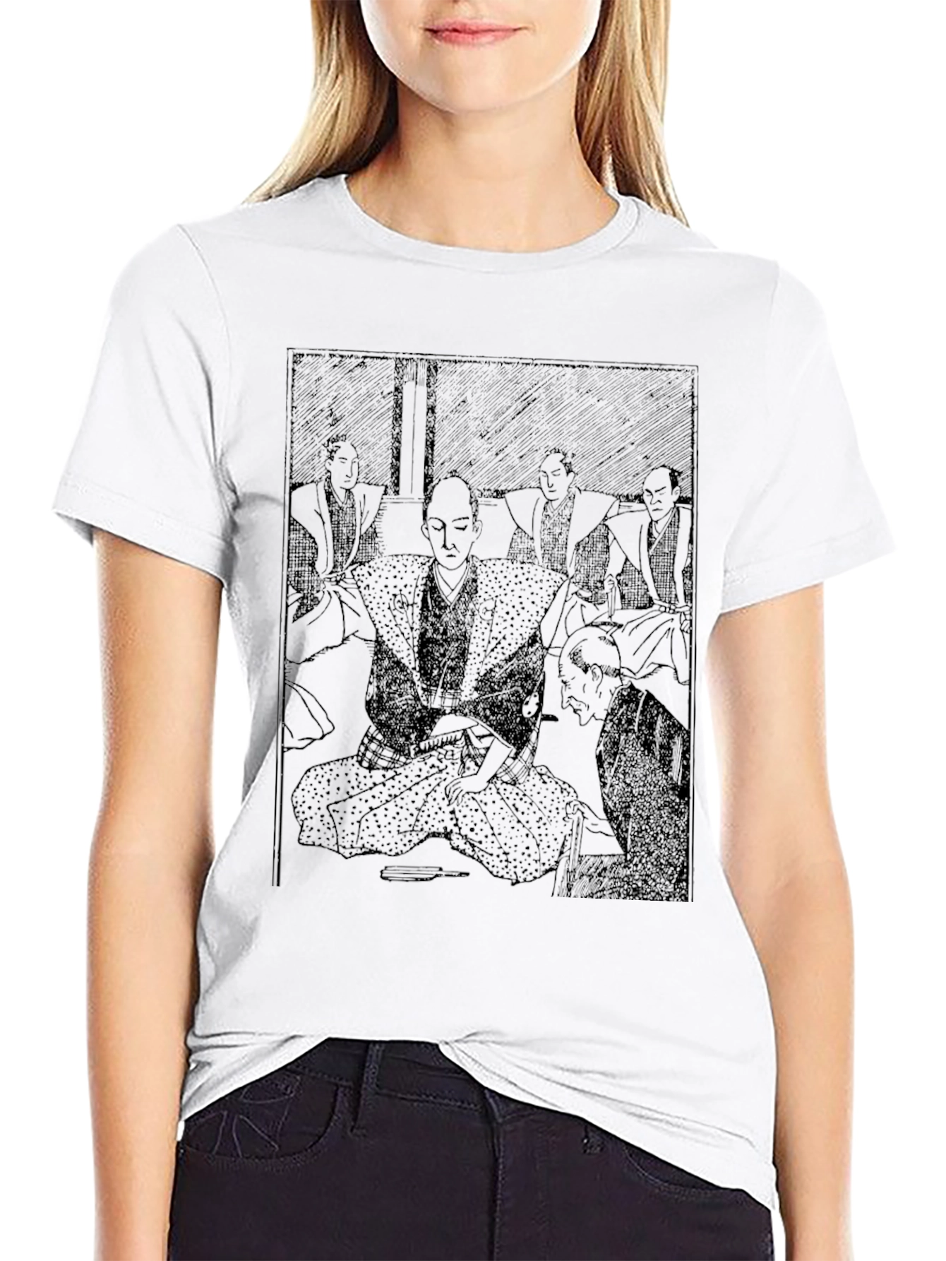 Mens Black Japanese Art T-Shirt