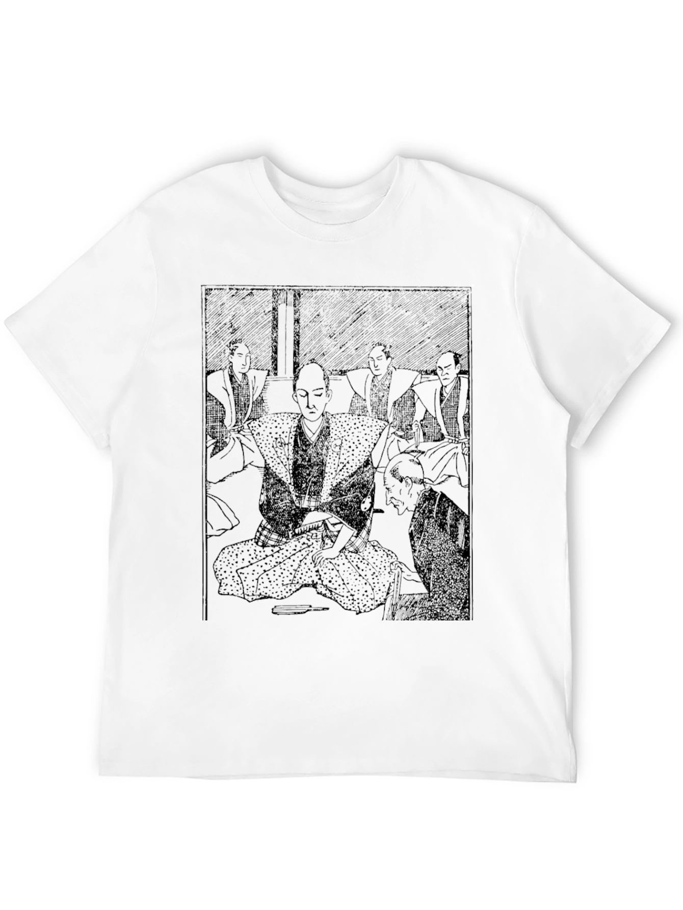 Mens Black Japanese Art T-Shirt