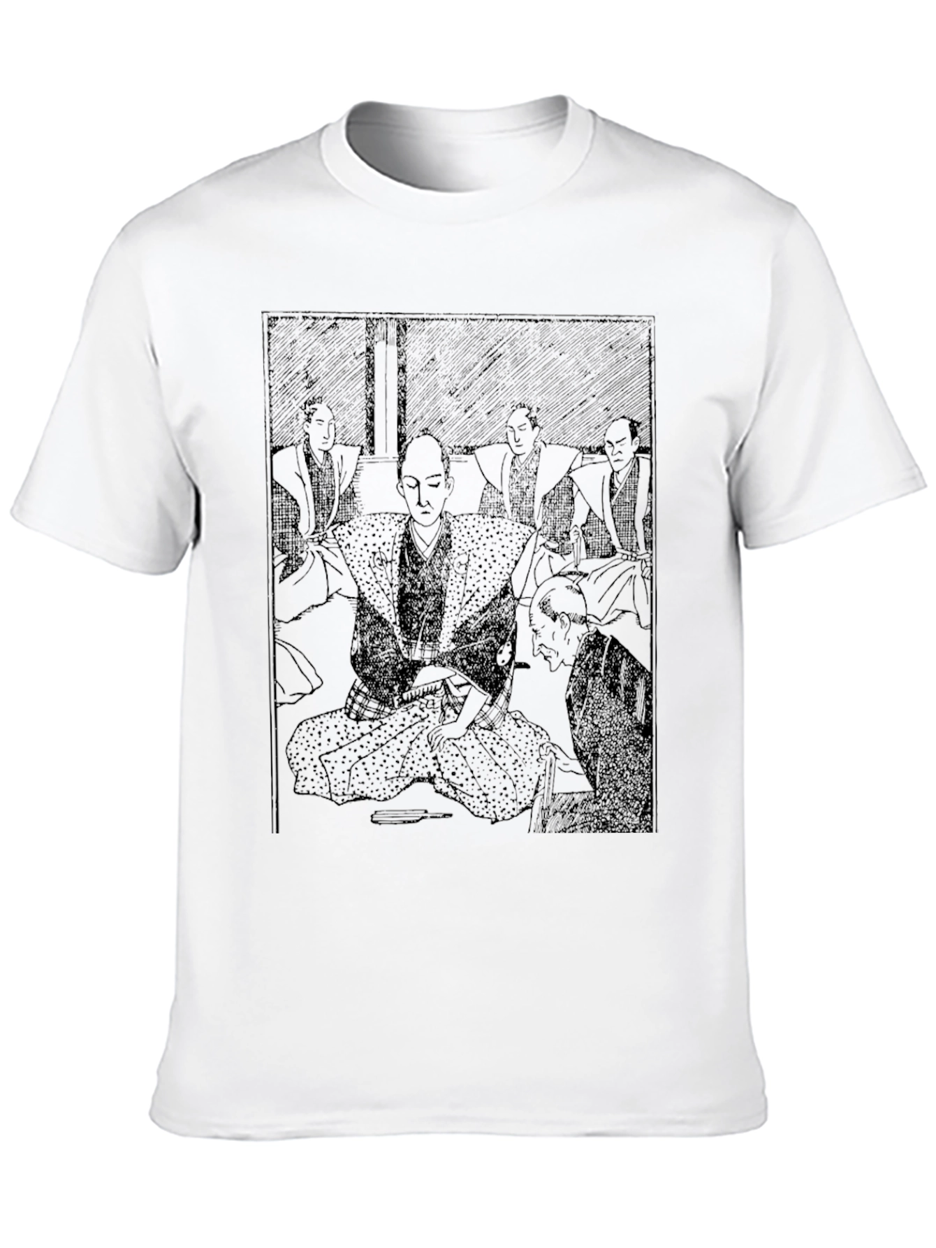 Mens Black Japanese Art T-Shirt