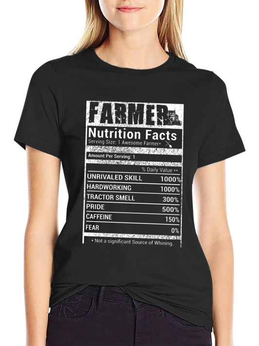 Funny Farmer Nutrition Facts Black T-Shirt