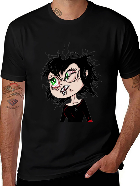 Funny Cartoon Vampire Graphic T-Shirt - Black