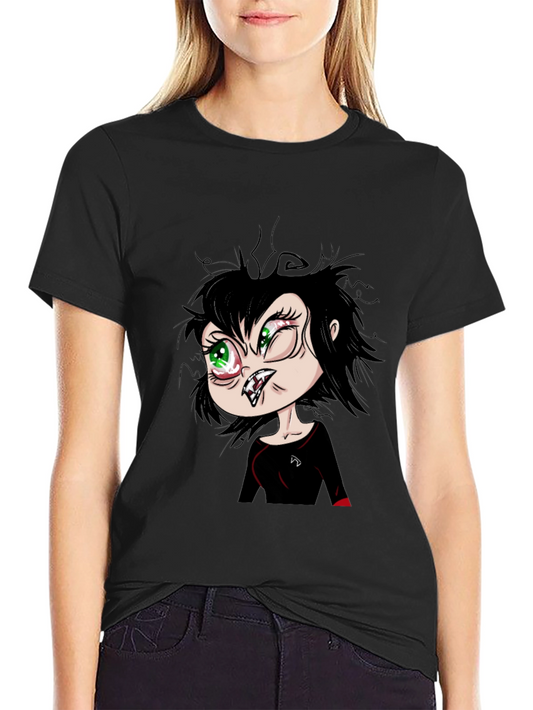 Funny Cartoon Vampire Graphic T-Shirt - Black