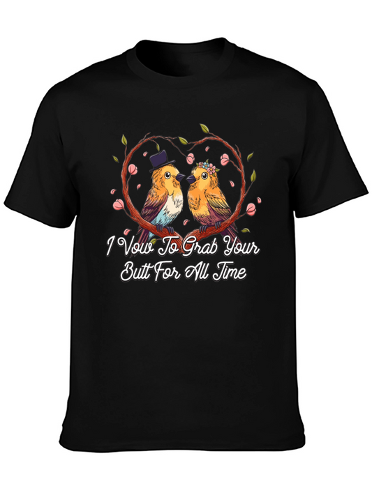 Funny Wedding Vow Birds Black T-Shirt
