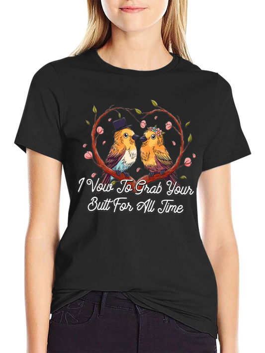 Funny Wedding Vow Birds Black T-Shirt